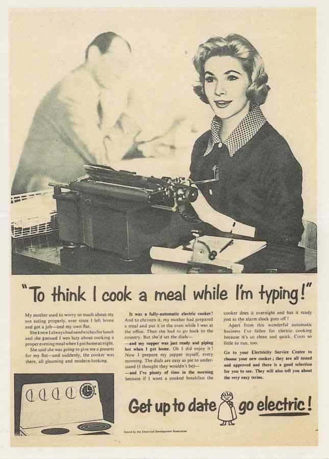1960s go electric cooker typewriter cooking advertising 141627 A4 Photo Print