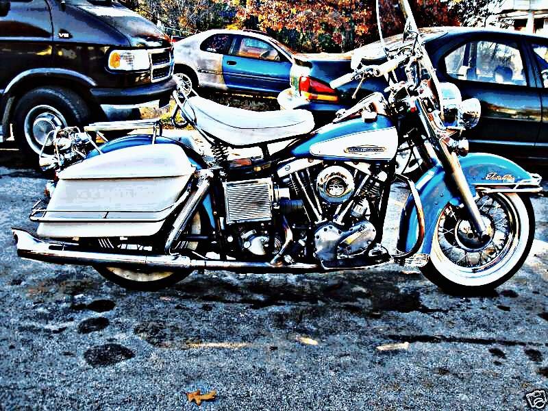 1966 Harley Davidson Electra Glide motorbike A4 Photo Print