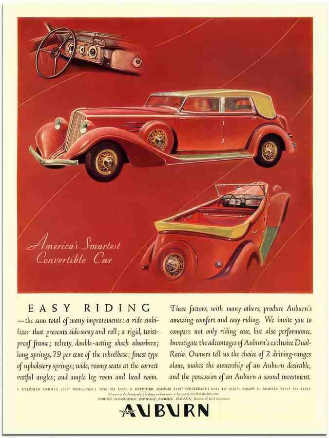 197 auburn art deco car advert 2 Vintage Advert A4 Photo Print