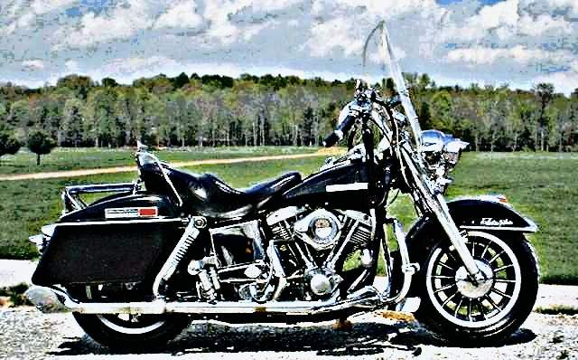 1976 harley flh motorbike A4 Photo Print
