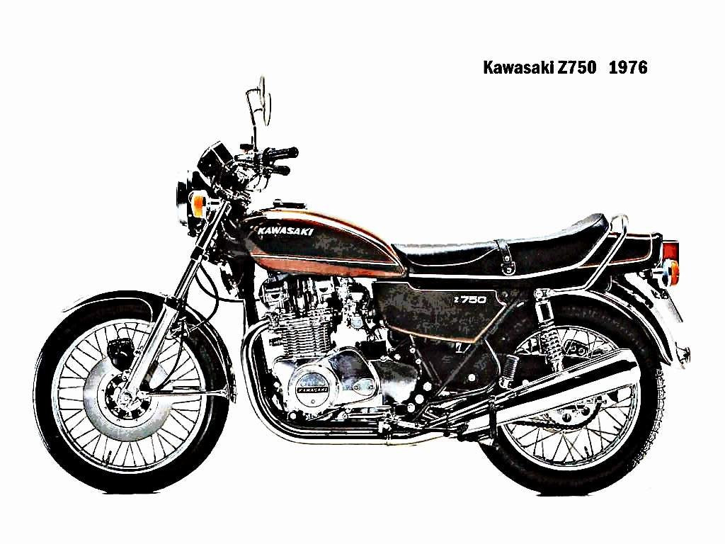 1976 kawasaki z750 motorbike A4 Photo Print