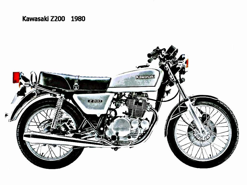 1980 kawasaki z200 motorbike A4 Photo Print