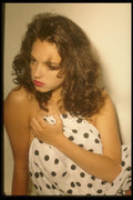 198004 Sultry Brunette, Polka Dot Top A4 Photo Print