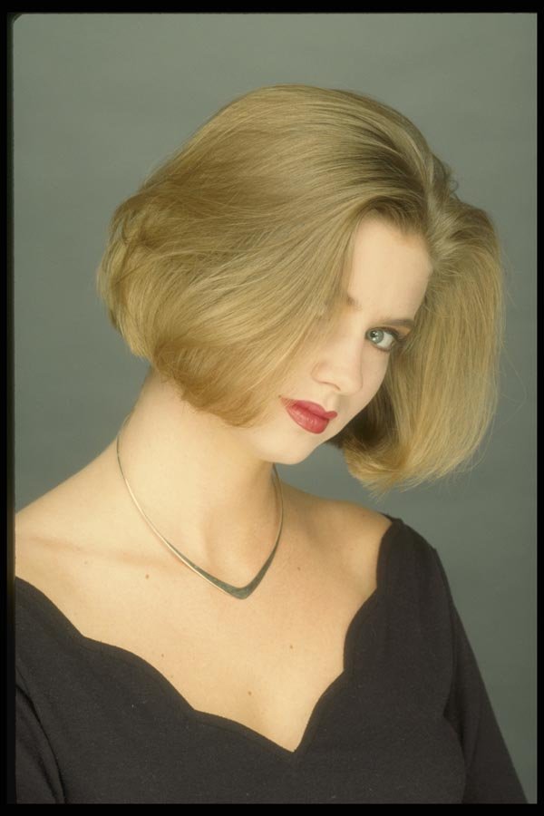 198008 Cute, Perky Blonde With Black Dress A4 Photo Print