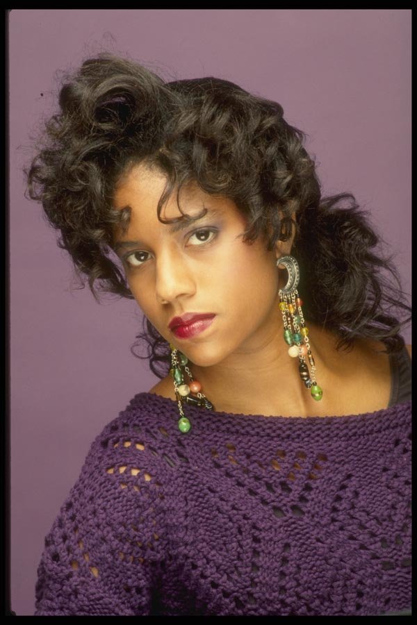 198010 Black Model In Lavender Sweater, Day Look, Up Style A4 Photo Print