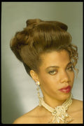 198013 Black Model, Very Dressy Style With Pearl Necklace A4 Photo Print