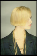198035 The Classic Bob, Gold Beads & Green Plaid Jacket A4 Photo Print
