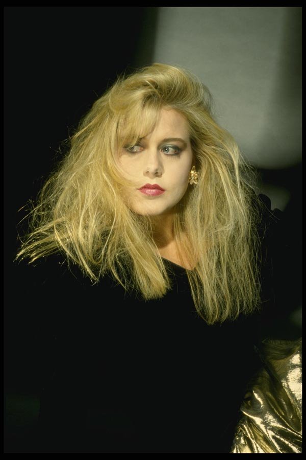 198045 Blonde In Black Velvet, Strong Expression, Evening Look A4 Photo Print