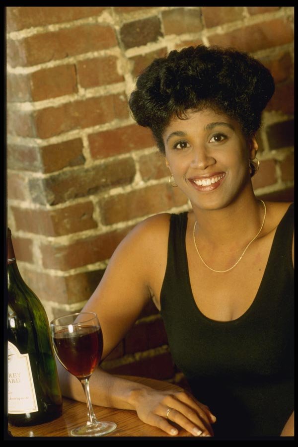 198063 Black Model, Sitting At A Restaurant Table A4 Photo Print