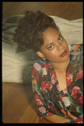 198066 3 4 View Of Black Model With Updo A4 Photo Print