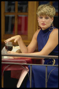 198069 Model Seated At An Outdoor Cafe A4 Photo Print