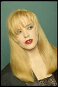 198088 Blonde On Blue Background A4 Photo Print