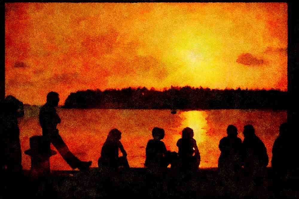 199059 Watching Sunset From Mallory Square, Key West, Florida A4 Limited Edition Watercolour Print