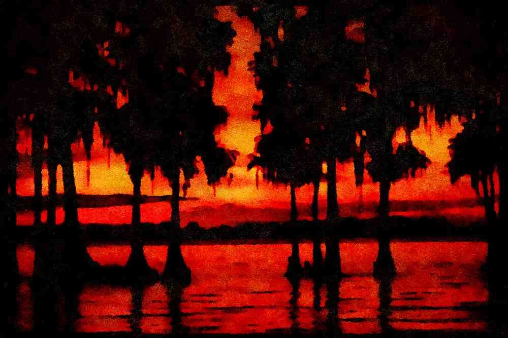199077 Cypress Gardens, Florida A4 Limited Edition Watercolour Print