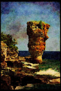 199090 Sea Stack, Flowerpot Island, Bruce Peninsula, Ontario A4 Limited Edition Watercolour Print