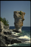 199090 Sea Stack, Flowerpot Island, Bruce Peninsula, Ontario A4 Photo Print