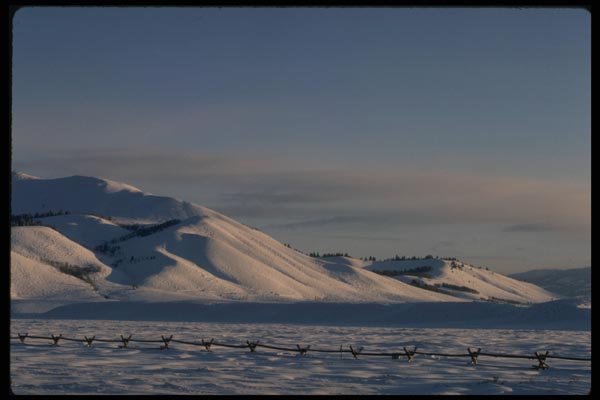 199098 Snow Covered Hills And Wood Fence A4 Photo Print