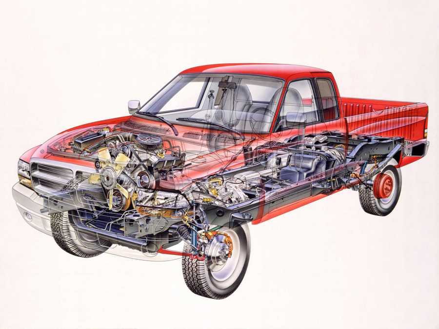 1997 Dodge Dakota cutaway A4 Photo Print