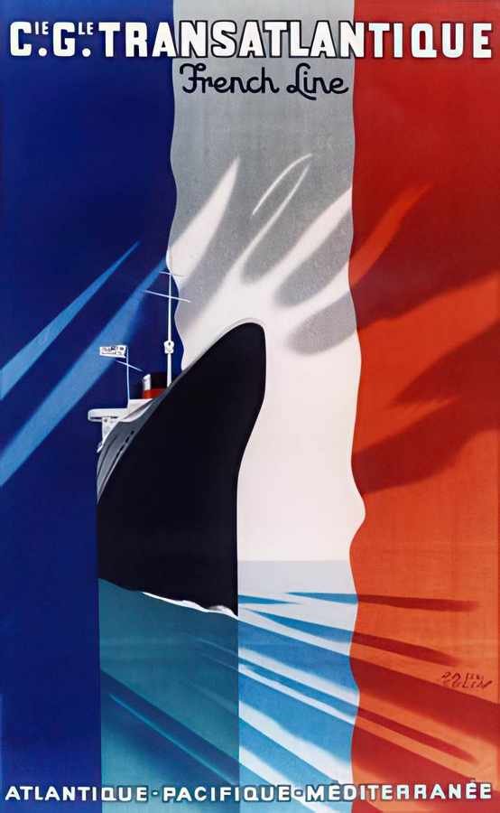 2 French Line Vintage Advert A4 Photo Print