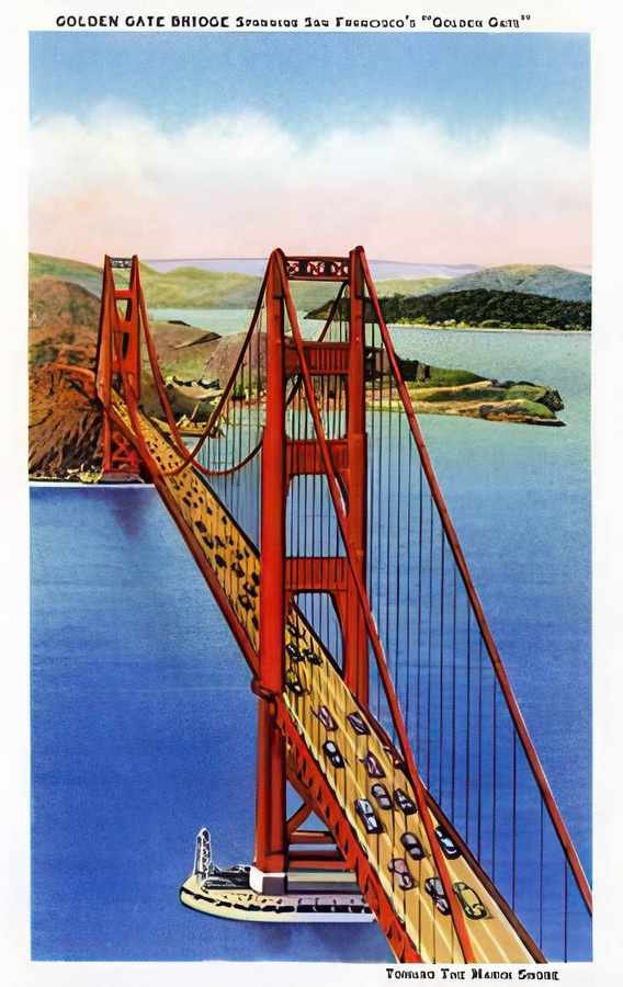 2 Golden Gate Bridg Vintage Advert A4 Photo Print