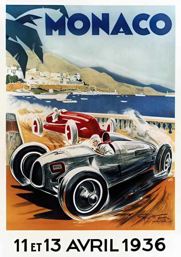 2 Monaco Grand Prix Vintage Advert A4 Photo Print