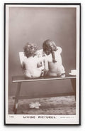 2 Small Children Read Book On Bench No Clothes From Behind Vintage A4 Photo Print