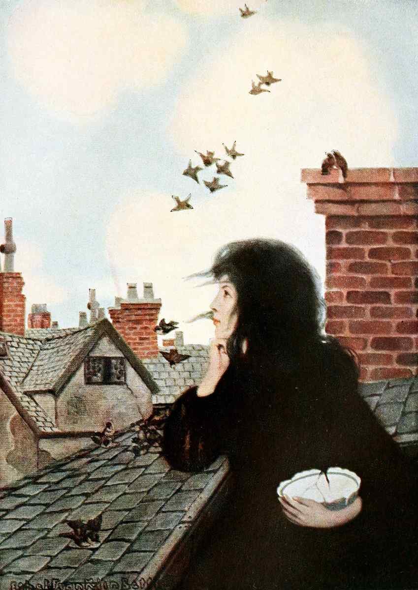 2016 Betts Ethel Franklin 1877 1959 A Little Princess 1905 Feeding the birds A4 Photo Print