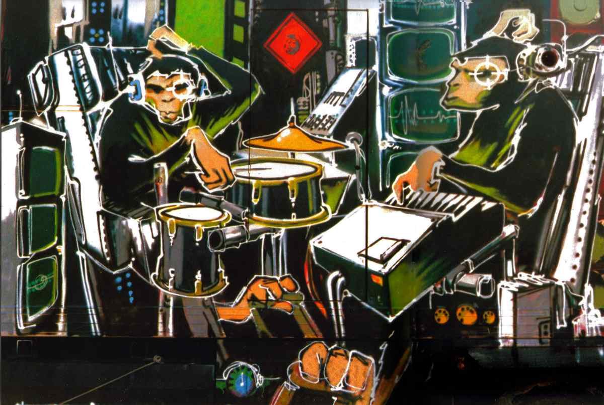 2019 Banksy drum monkey spray van A4 Photo Print