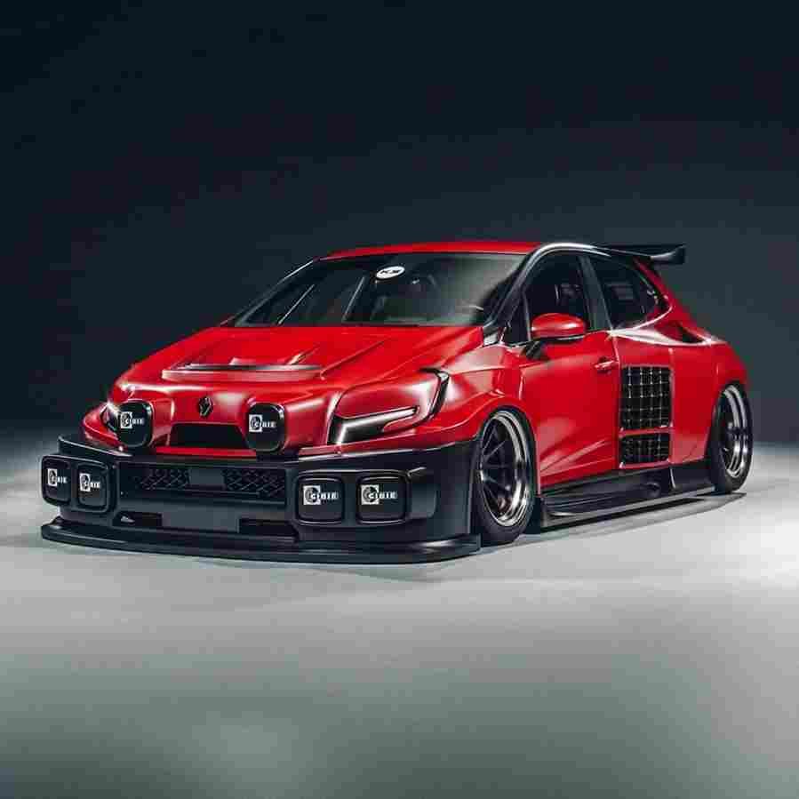 2020 renault clio red hood is a modern renault 5 turbo 142985 1 Car A4 Photo Print