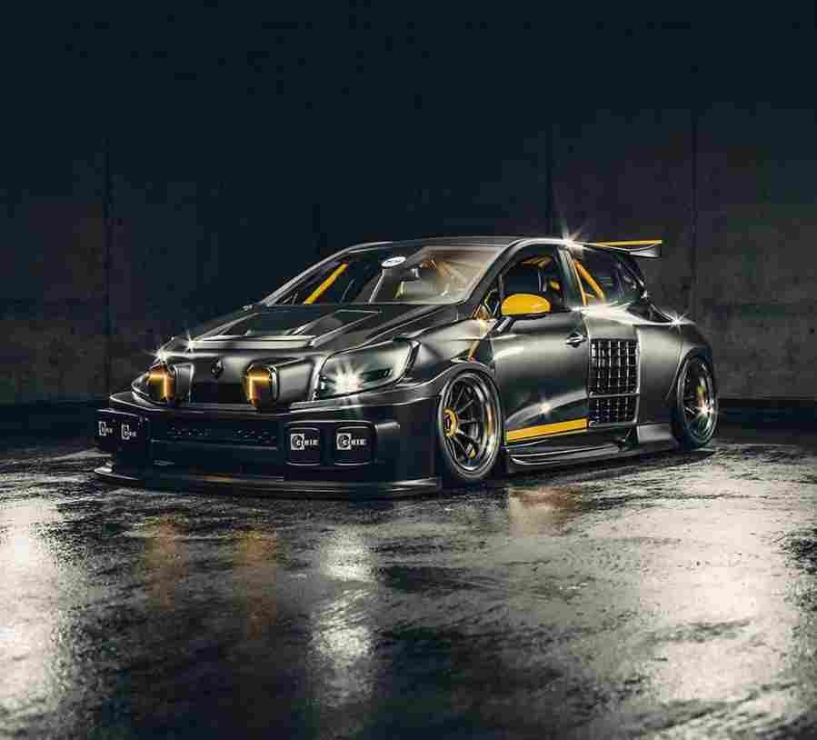 2020 renault clio red hood is a modern renault 5 turbo 5 Car A4 Photo Print