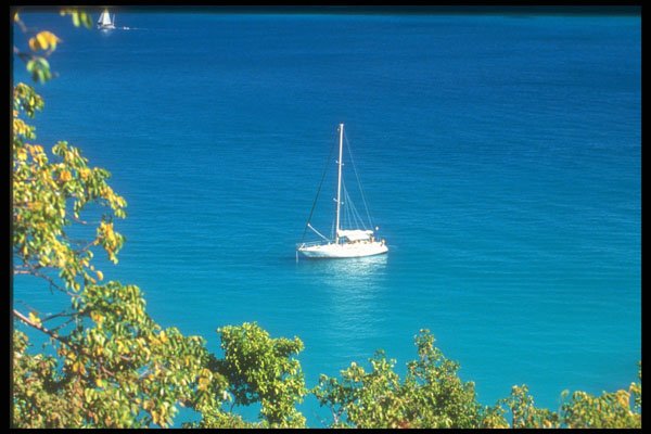 203005 Sailboat At Anchor, St. John A4 Photo Print