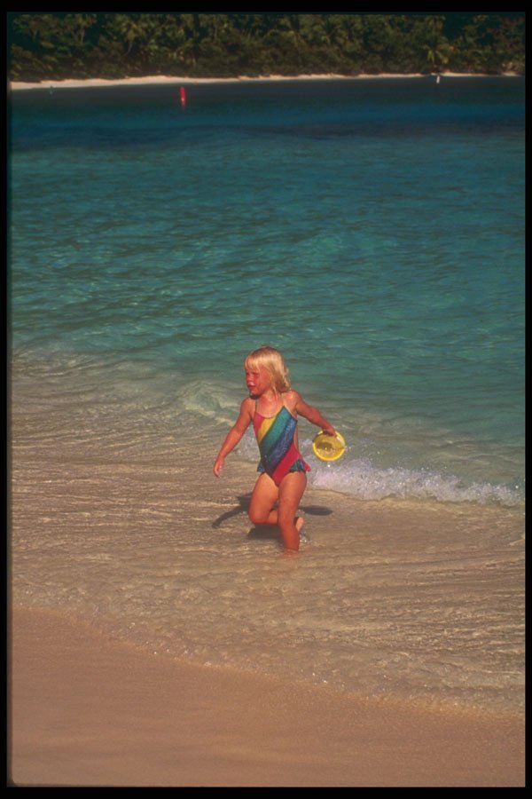 203016 Child Playing On Beach, St. John A4 Photo Print