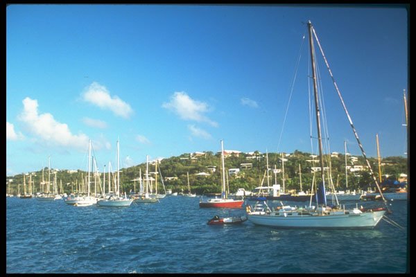 203017 Sailboats At Anchor In Megans Bay, St. Thomas A4 Photo Print