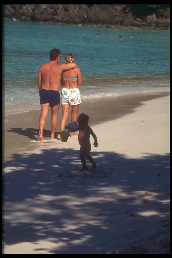 203063 Vacationers At Hawksbill Bay Beach, St. John A4 Photo Print