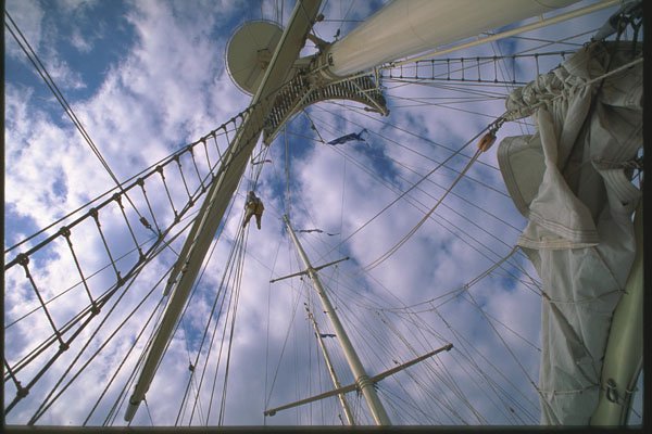 204016 High Up In A Boatswain's Chair To Inspect The Rigging A4 Photo Print