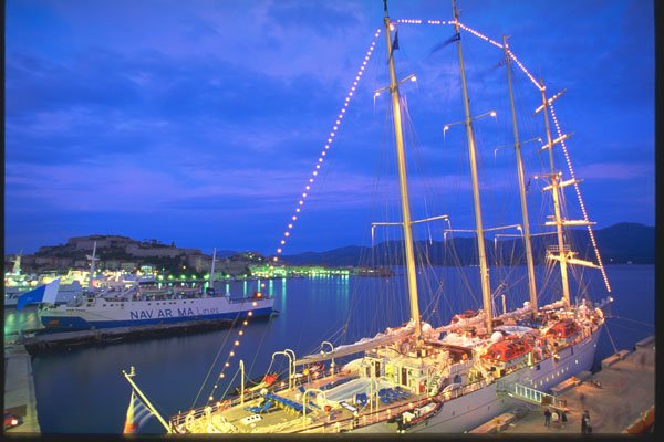 204046 Dockside At Dusk At Portoferraio A4 Photo Print