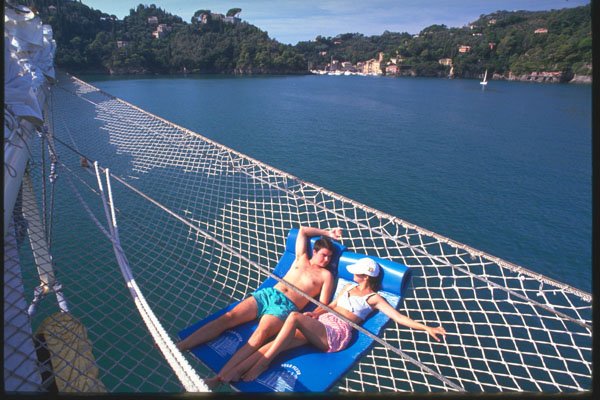204047 Relaxing In The Bowsprit Outside Quaint Portofino A4 Photo Print