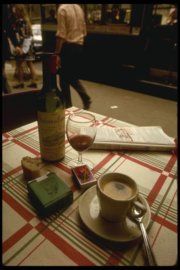 205019 Cafe Table Top, Champs Elysees A4 Photo Print
