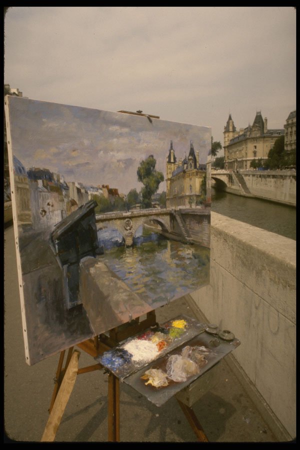 205033 Painting Of Seine's Ile De Cite A4 Photo Print