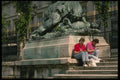 205042 Tourists Beneath Tuileries Garden Statuary A4 Photo Print