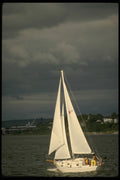 206005 White Sails, Stormy Sky A4 Photo Print