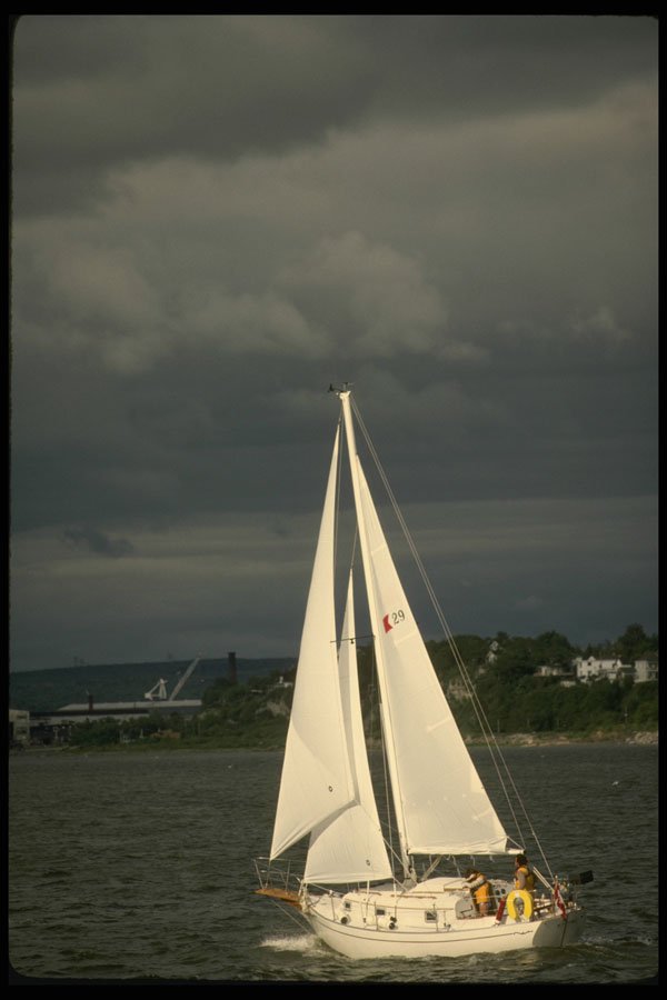 206005 White Sails, Stormy Sky A4 Photo Print