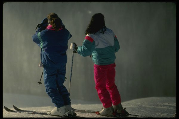 206023 Skiers In Snow Squall A4 Photo Print