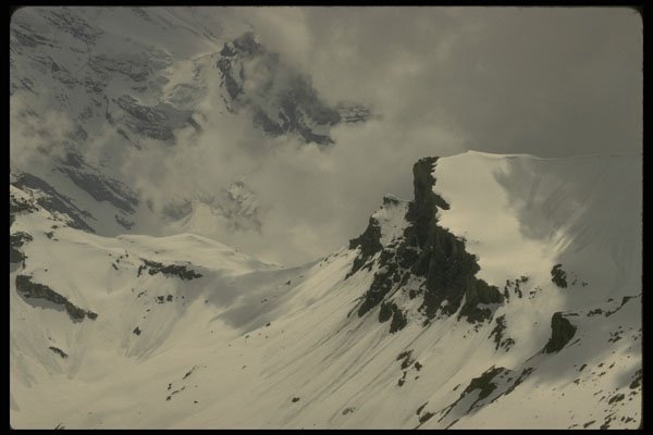 207030 High Peaks In Clouds A4 Photo Print