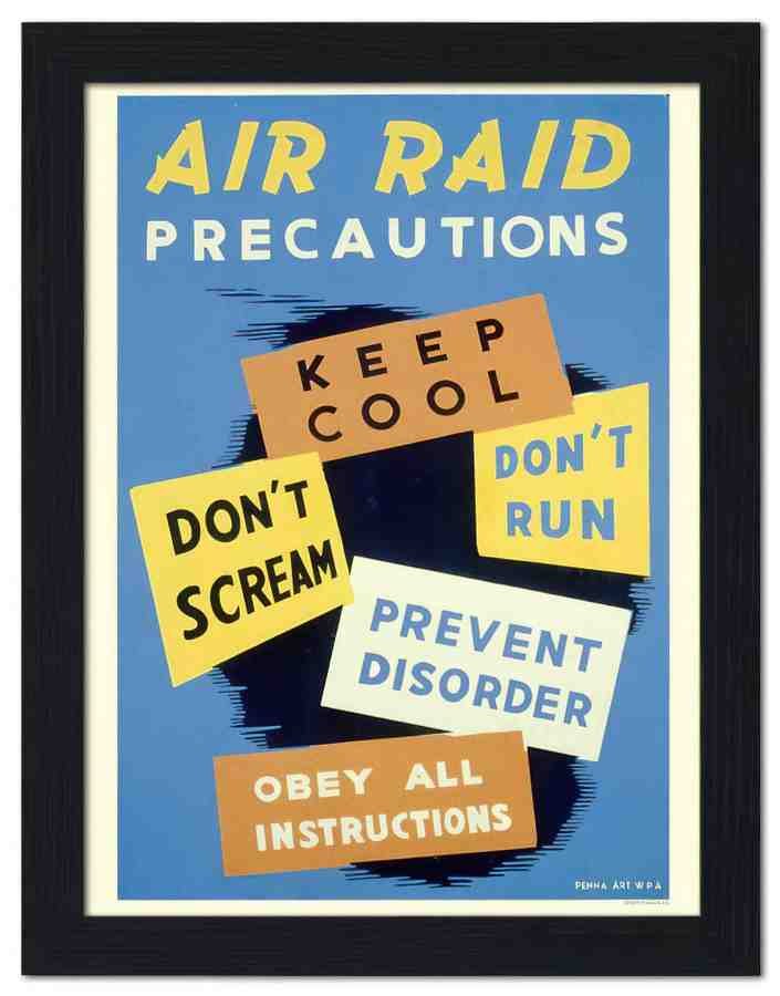 2092 air raid precautions war poster 2 Vintage Advert A4 Photo Print