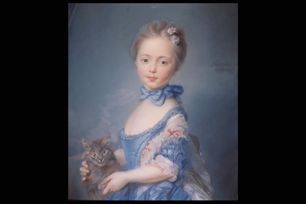 211007 Girl In Blue With Kitten , Perronneau, France A4 Photo Print