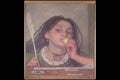 211008 Girl With Apple At School Desk , England A4 Photo Print