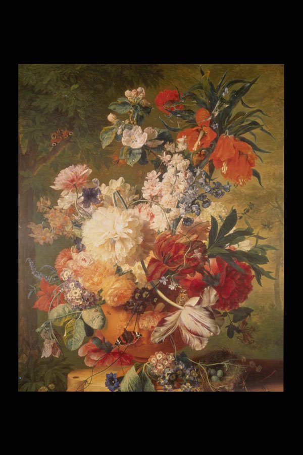 211079 Flowers With Butterfly , Flemish A4 Photo Print