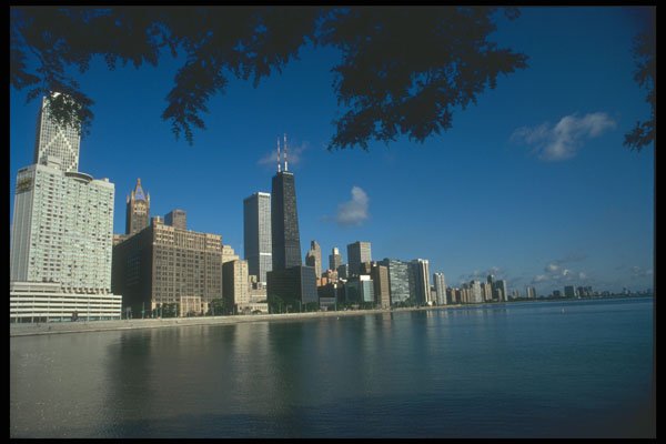 212057 Chicago Waterfront From Olive Park A4 Photo Print