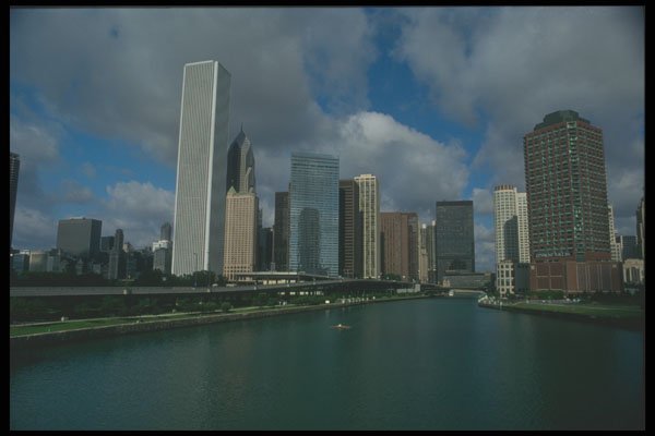 212087 Looking West Up Chicago River From Lakeshore Bridge A4 Photo Print